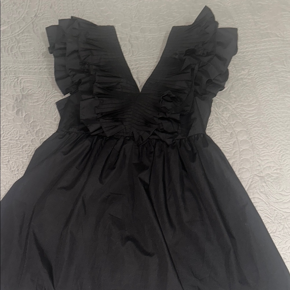 Entro Black Ruffled Ruched Mini Dress